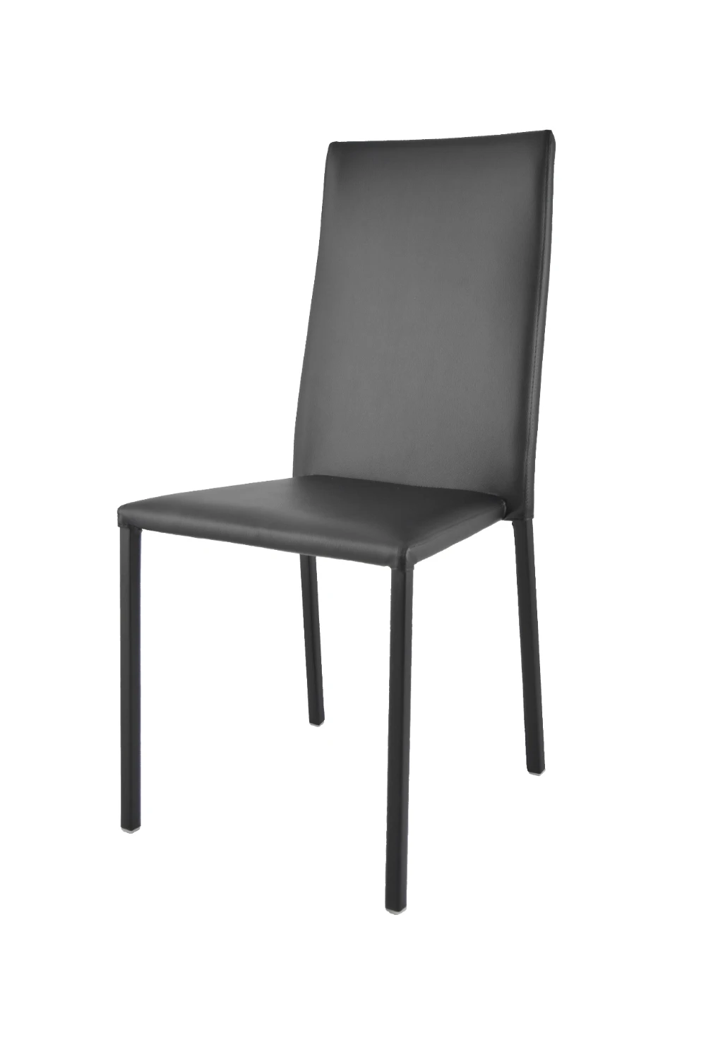 Tommychairs-stacking chair Julia for kitchen bar and dining room, black imitation leather coated steel structure