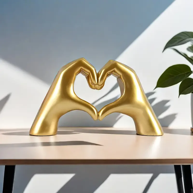 Golden Heart Hand Statue 3