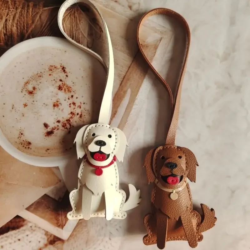 

Genuine Leather Dachshund Bag Charm Keychain Pendant Hunting Dog Handbag Hanging Ornament Personalized Woven Keyring Accessories