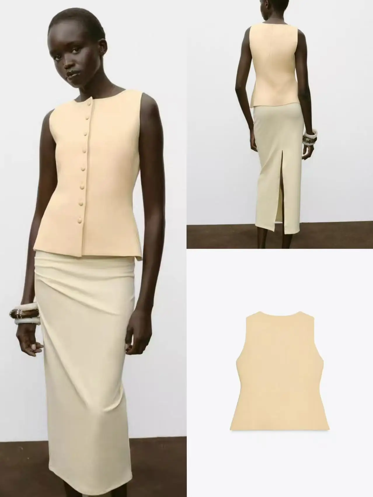 Nuevo otoño 2025 falda de chaleco de punto para mujer redonda Ne Svel un solo botón Casual dulce Sle fibra de poliéster A-Line Narr...