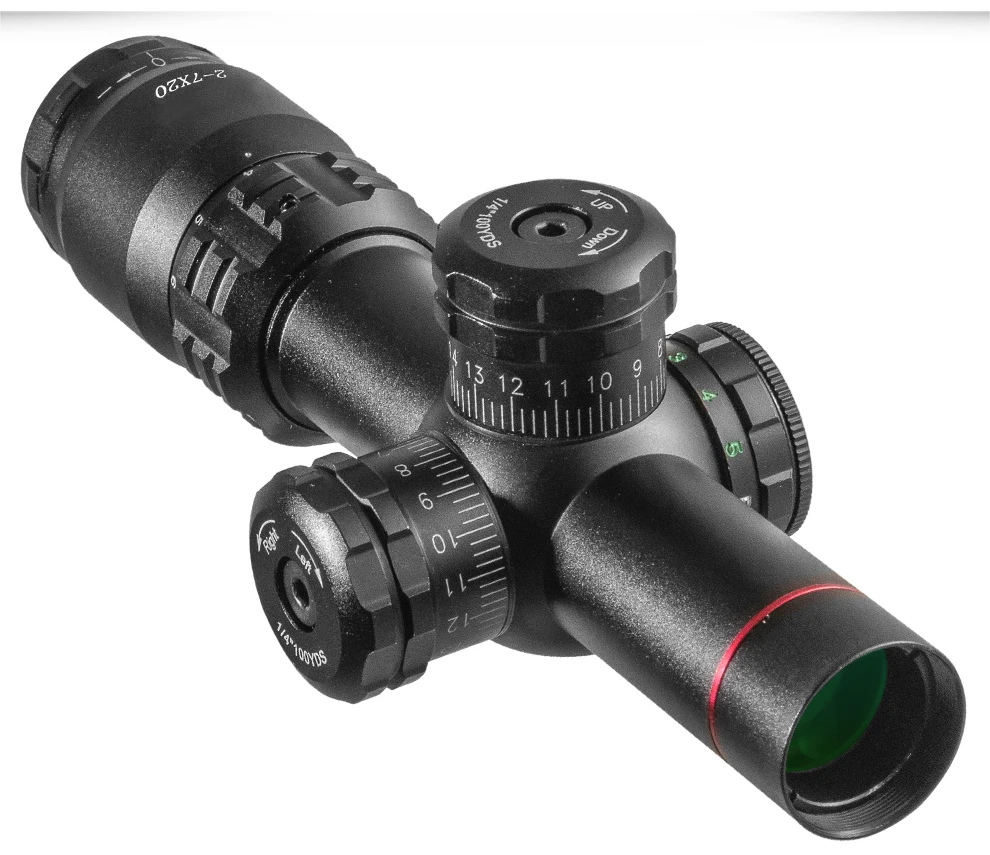 LUGER 2-7x20 Sight Glass Fast Target Capture Tactical Hunting Rifle Sight Glass Green Red Dot Optical Sight Glass