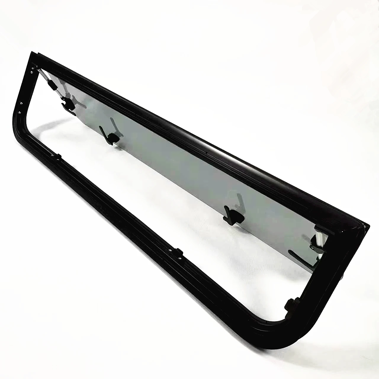 MAYGOOD Factory Price 800x295mm 2R90 Tempered Glass Aluminum Alloy Radius Push-out Window with Pleated Inner Frame for RVs