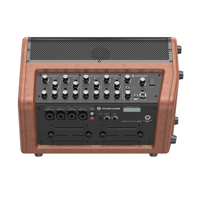 

2024 New Design Gold Wooden Bluetooth High Power Portable Outdoor Speaker Service for Parties, Small Gatherings, Performances