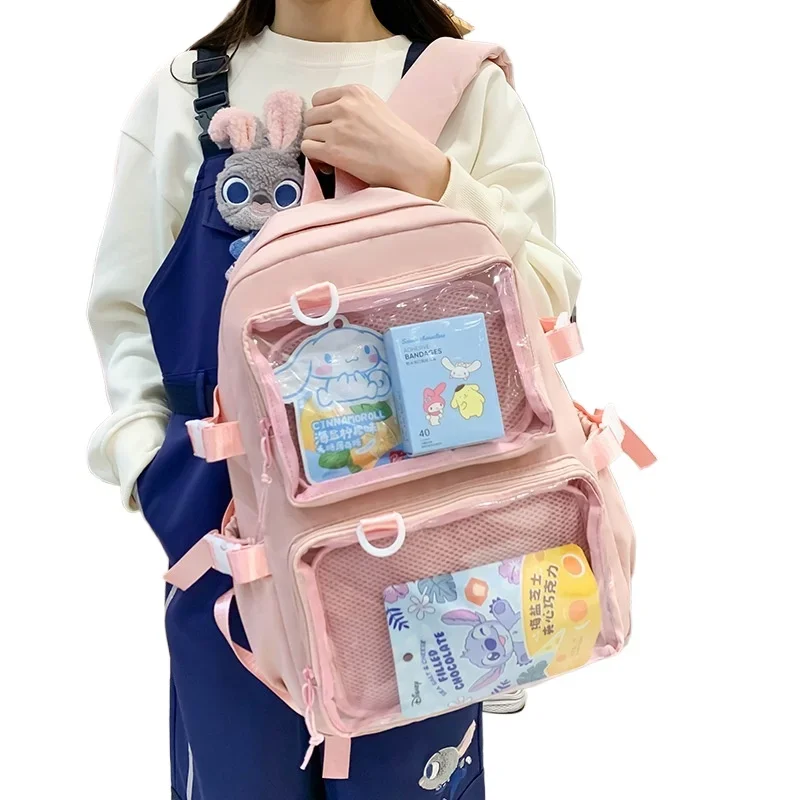 

Spring and summer new transparent schoolbag ladies backpack shoulders a bag multi-purpose student high value shoulder bag