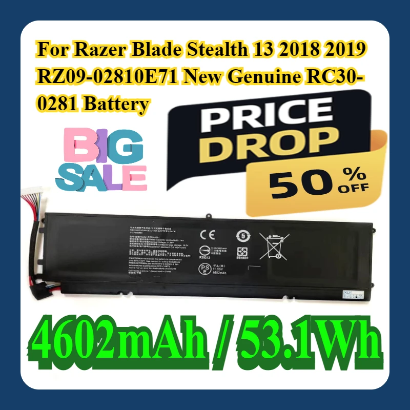 

For Razer Blade Stealth 13 2018 2019 RZ09-02810E71 New Genuine RC30-0281 Battery