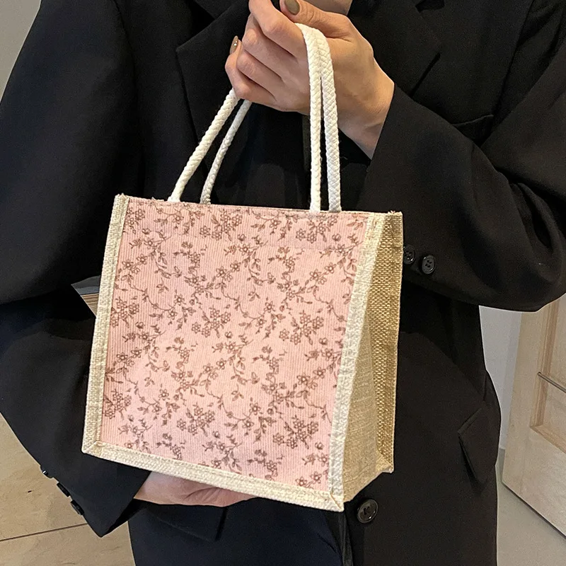 Sac à bandoulière pour femmes, sacs à main portefeuille en lin, fourre-tout Portable, sacs multifonctionnels à poignée supérieure, Style fleur ins à la mode