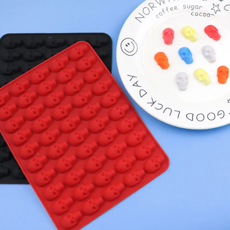 Wholesale 50-piece Skull Silicone Chocolate Homemade Ice Grids Mold Fire Paint Wax Stand Mould Fondant Molds 1187