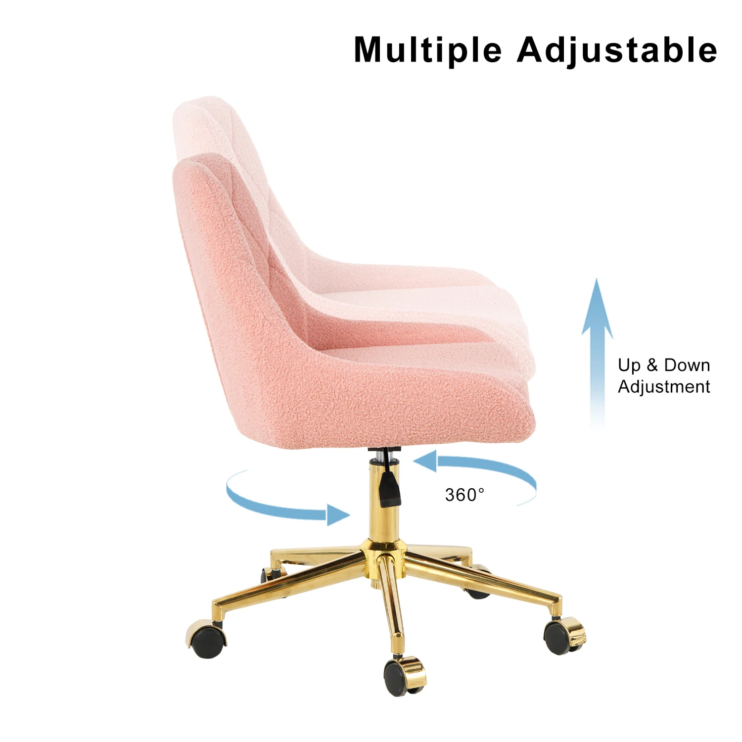 Tecido de lã de pelúcia moderno com pernas douradas, móveis para sala de estar, cadeira de jantar, macia e confortável, ajuste de elevador, moveme grátis