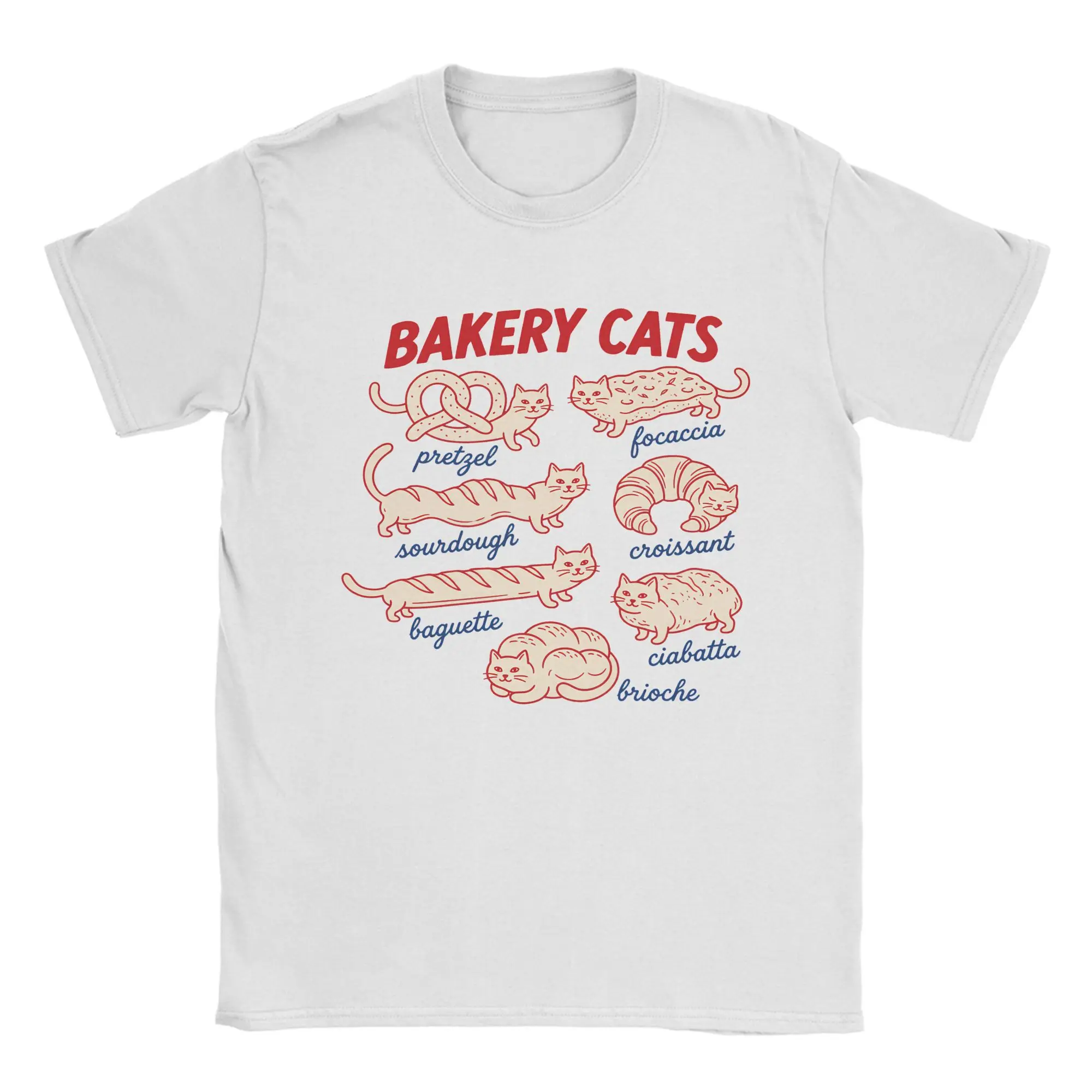 Camiseta para homens e mulheres, com estampas de gatos, macarrão e cachorros, 100% algodão, roupa divertida, manga curta, gola redonda, camisetas de t