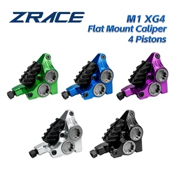 ZRACE XG4 Flat Mount 4 pistons Caliper, Road Hydraulic Brake Caliper, ICE-TECH Pads, BMX Raceing Caliper, Full CNC Lightweight，F
