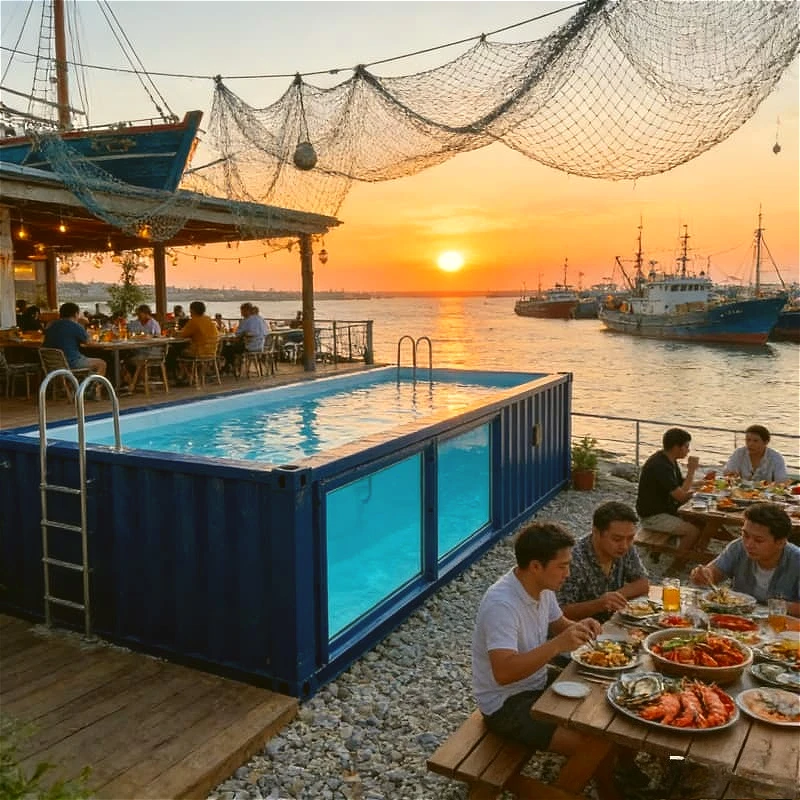 Stainless Steel Container Swimming Pool Portable Above Ground Villa Rooftop Terrace Outdoor Summer Pool Party Customized Sale