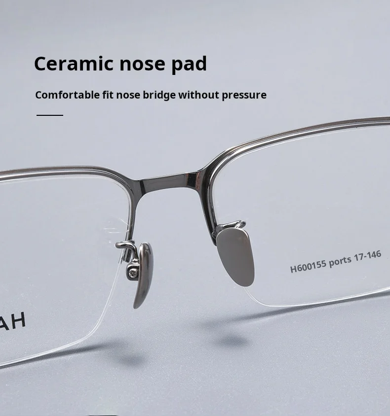 YIMARUILI Business Herren-Brille mit optischem Sehstärke und Halbrahmen, Anti-Blaulicht, photochrome multifokale quadratische Rezeptbrille – Detail 7