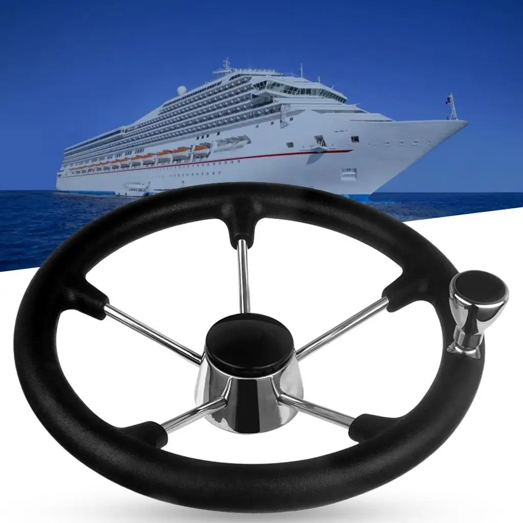 

Boat Steering Wheel Stainless Steel 5 Spoke Marine Boat Steering Wheel with Knob, 13.5 Inch