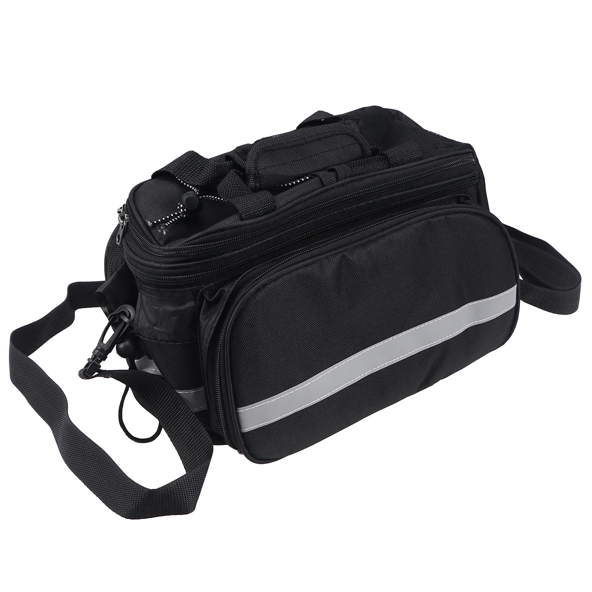 أسود الدراجات الخلفي الذيل مقعد جذع حقيبة غطاء مقاوم للماء القابلة للإزالة الحقيبة رف الكتف حقيبة سفر لركوب الخيل الطويلة عادية #2