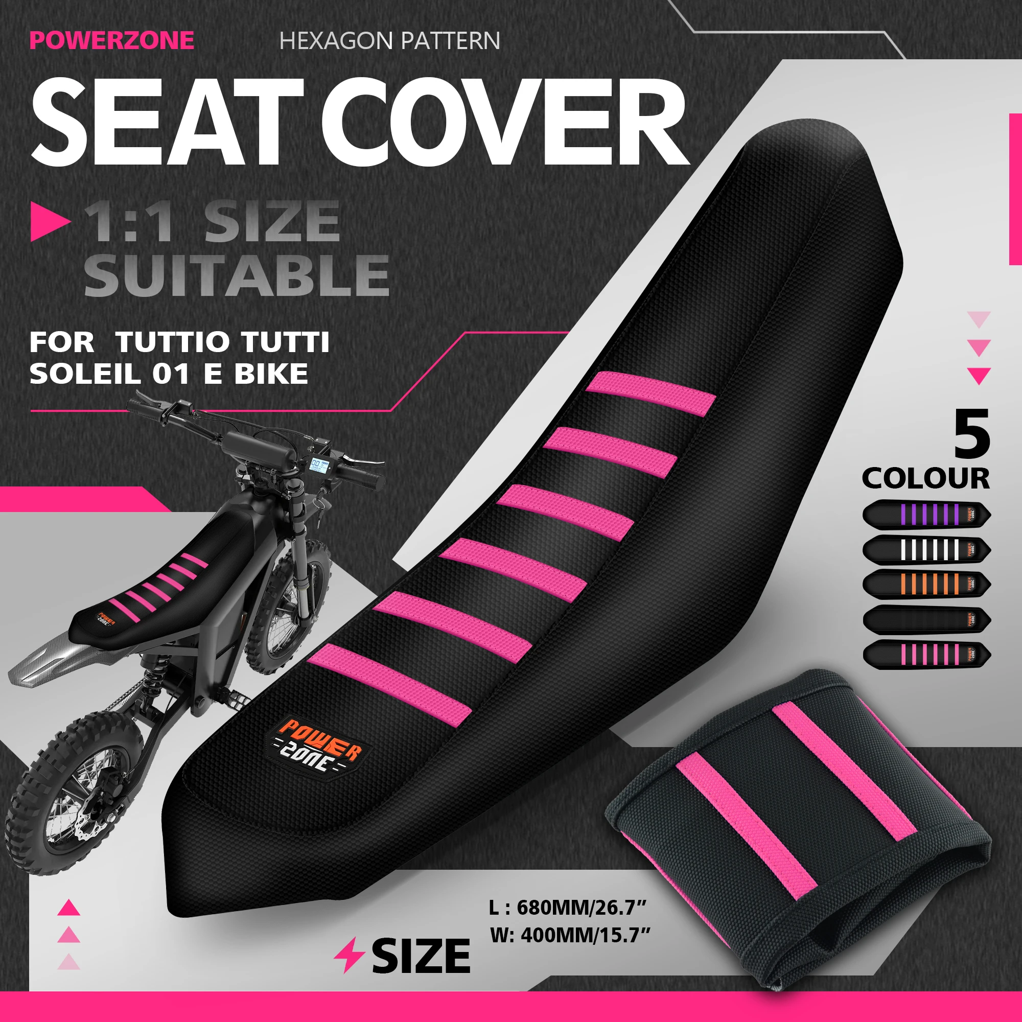 Powerzone For Tuttio Soleil 01 Ribbed Seat Cover Electric Dirt Bike Cushion Protector Motorcycle Parts Off-Road Covers