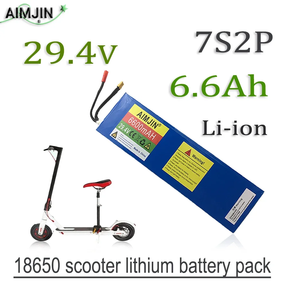 

29.4V 6.6Ah 7S2P 18650 Li-ion rechargeable battery pack, suitable for battery replacement of 29.4V electric scooters