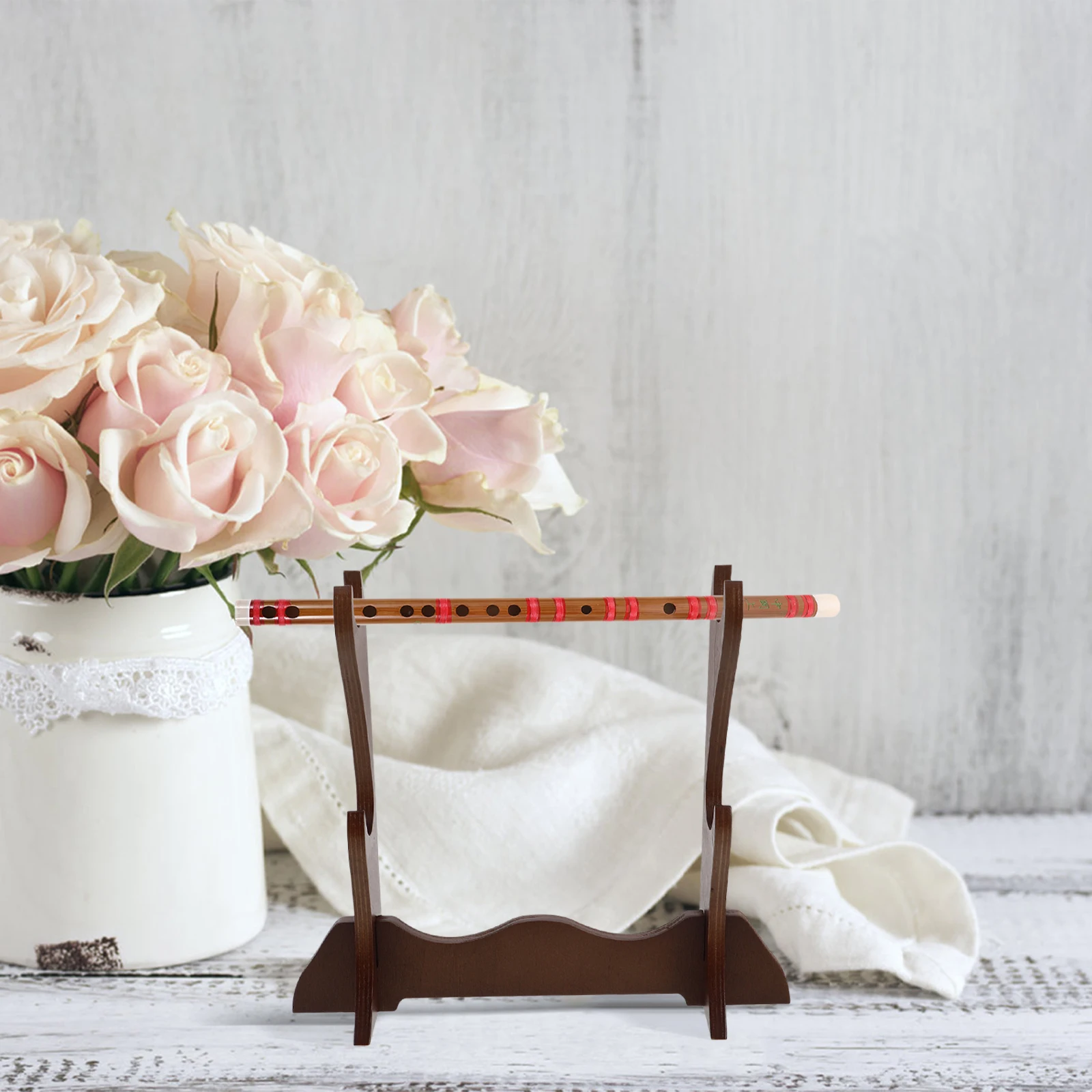

Flute Placement Rack Desktop Stand for Hole Display Organizer Solid Wood Holder Woodwind Instrument