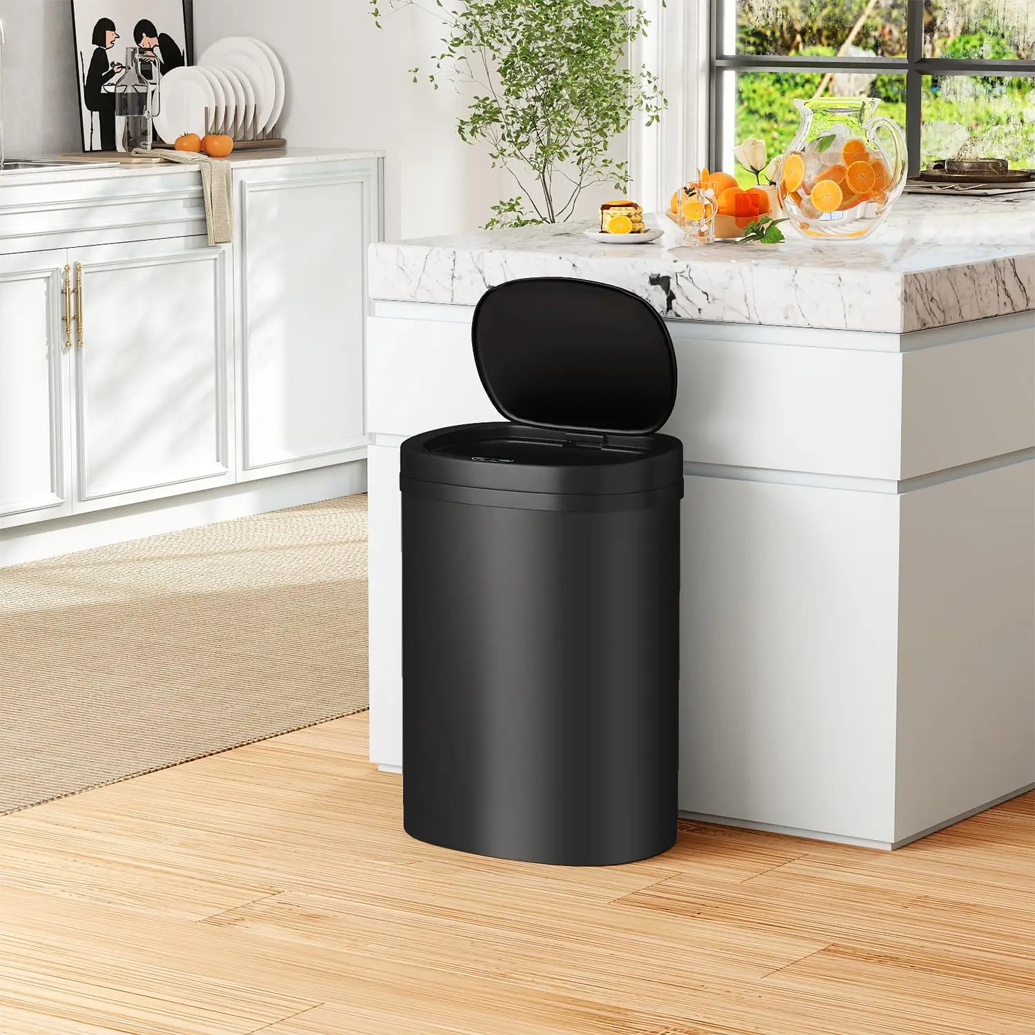 

Kitchen Trash Can with Lid, 13 Gallon Automatic Garbage Can for Bathroom Bedroom Home Office 50 Liter Touch Free High-Capacity
