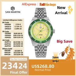 San Martin 39.5mm Fruit Style Sapphire Bezel Fashion NH35 Mechanical Diving Watch For Men Wristwatch 20Bar Montres Auto SN0116B