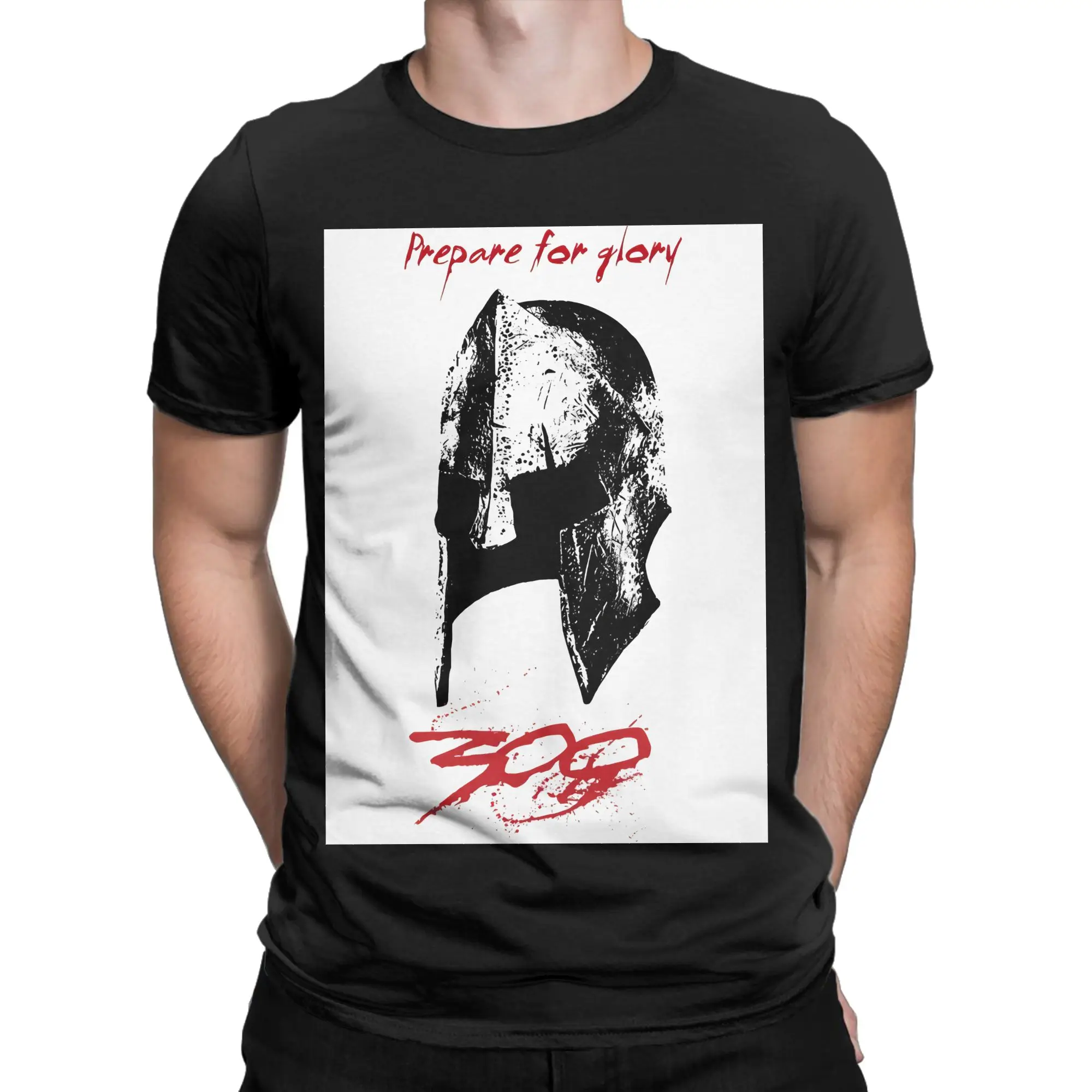HELMET Fitted Scoop Shirt Funny Graphic 100% Cotton T-Shirt 300 Sparta wWarriors Tees Tops For Men
