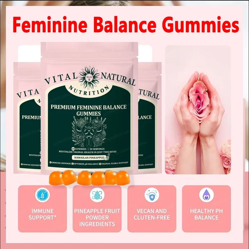 علكات التوازن الأنثوي الممتازة لدعم المناعة الصحية والعافية للنساء، تعزز المهبل الصحي 60 علكة #4