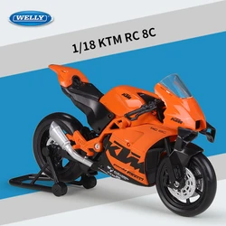 Welly 1:18 KTM RC 8C Alloy Racing Motorcycle Model Diecasts Metal Street Road Sports Motorcycle Model Simulation Childrens Gifts