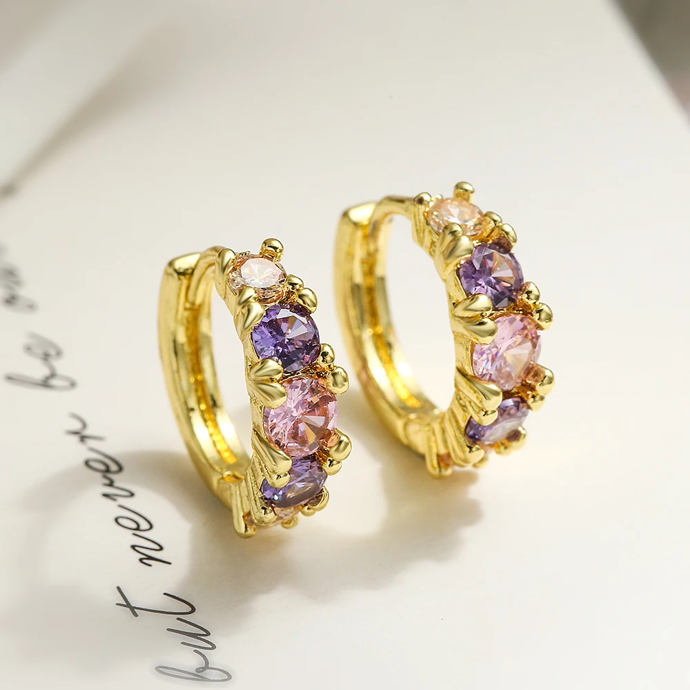 Glamorous BlingBling Cubic Zirconia Hoop Earrings For Women Girls,Exquisite OL Party Vacation Wedding  Jewelry
