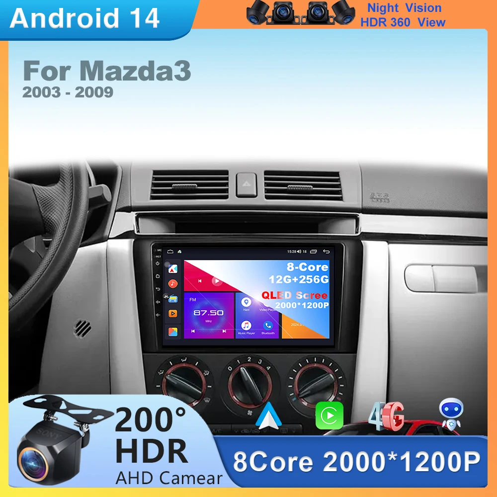 

Android 14 Wireless Carplay For Mazda 3 2003 2004 2005 2006 2007 2008 2009 Car Radio Multimedia Player Stereo GPS Head Unit
