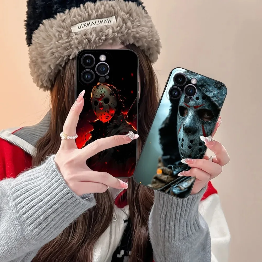 

Phone Case For iPhone 16,15,14,13,12,11,Plus,Pro Max,XS,X,XR,SE,Mini,8,7 Soft Film Horror J-Jason Voorhees Silicone Black Cover