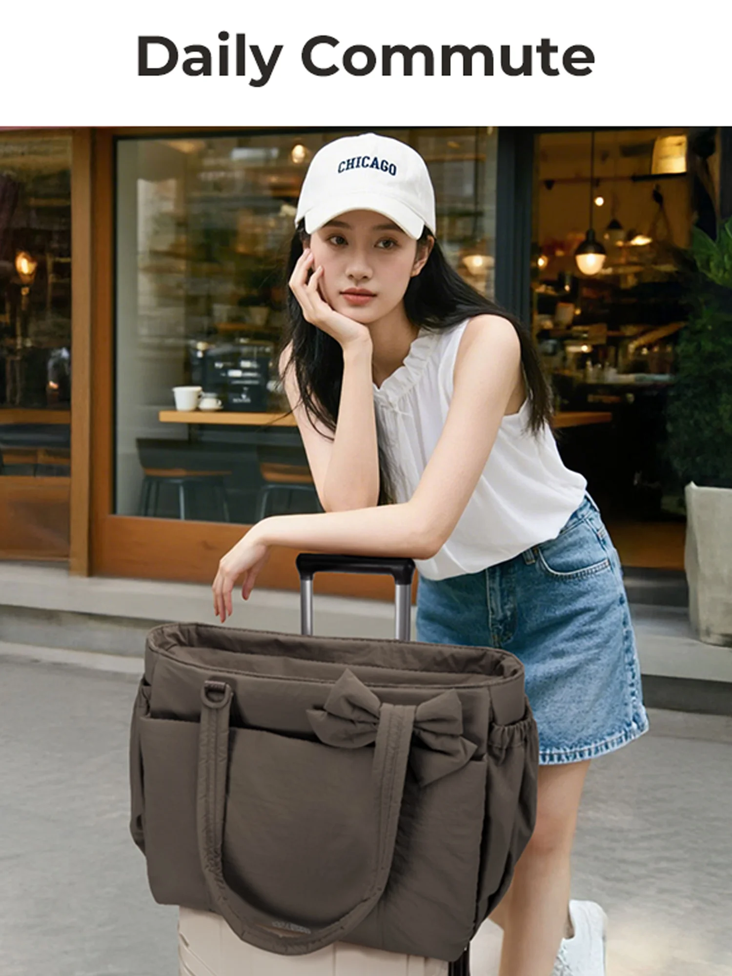 BAGSMART Tote Bag in drie maten Meerdere zakken Gezwollen handtas Casual schoudertas Puffer Tote Bag met grote capaciteit - afbeelding 2