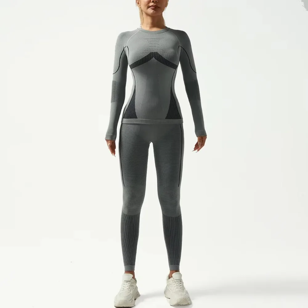 

Womens Quick Dry Ski Baselayer Set Thermal Workout Tops Pants for Yoga Training Cold Weather