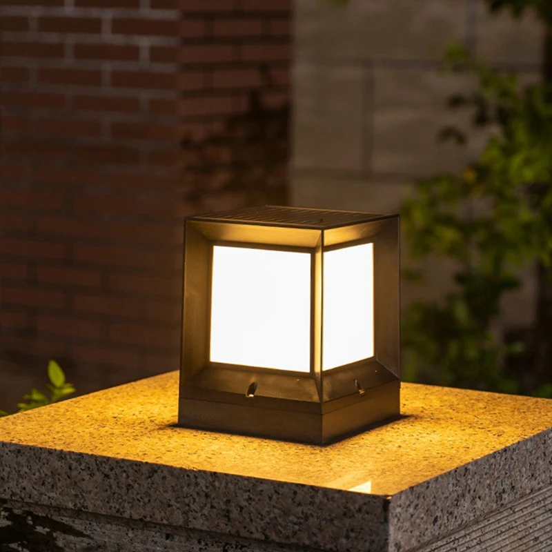 Faro de columna Solar LED, lámpara de Pilar alimentada por energía Solar, luz de pared impermeable para exteriores, patio, paisaje, jardín
