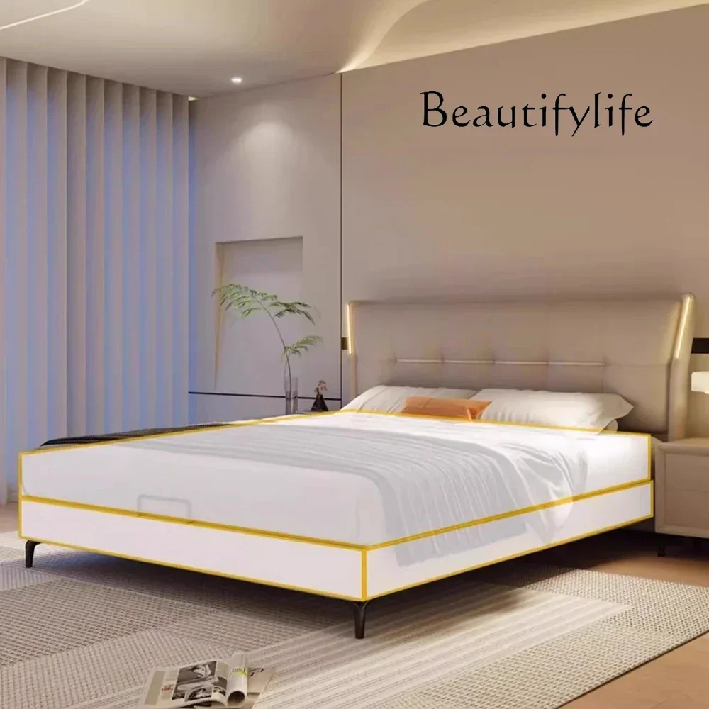 

XX H Fancy Lazy Heavy Duty Lights Bed Queen Size Luxury Led 180x200 Multifunctional Bed Frames Headboard Double Cama Doble Decor