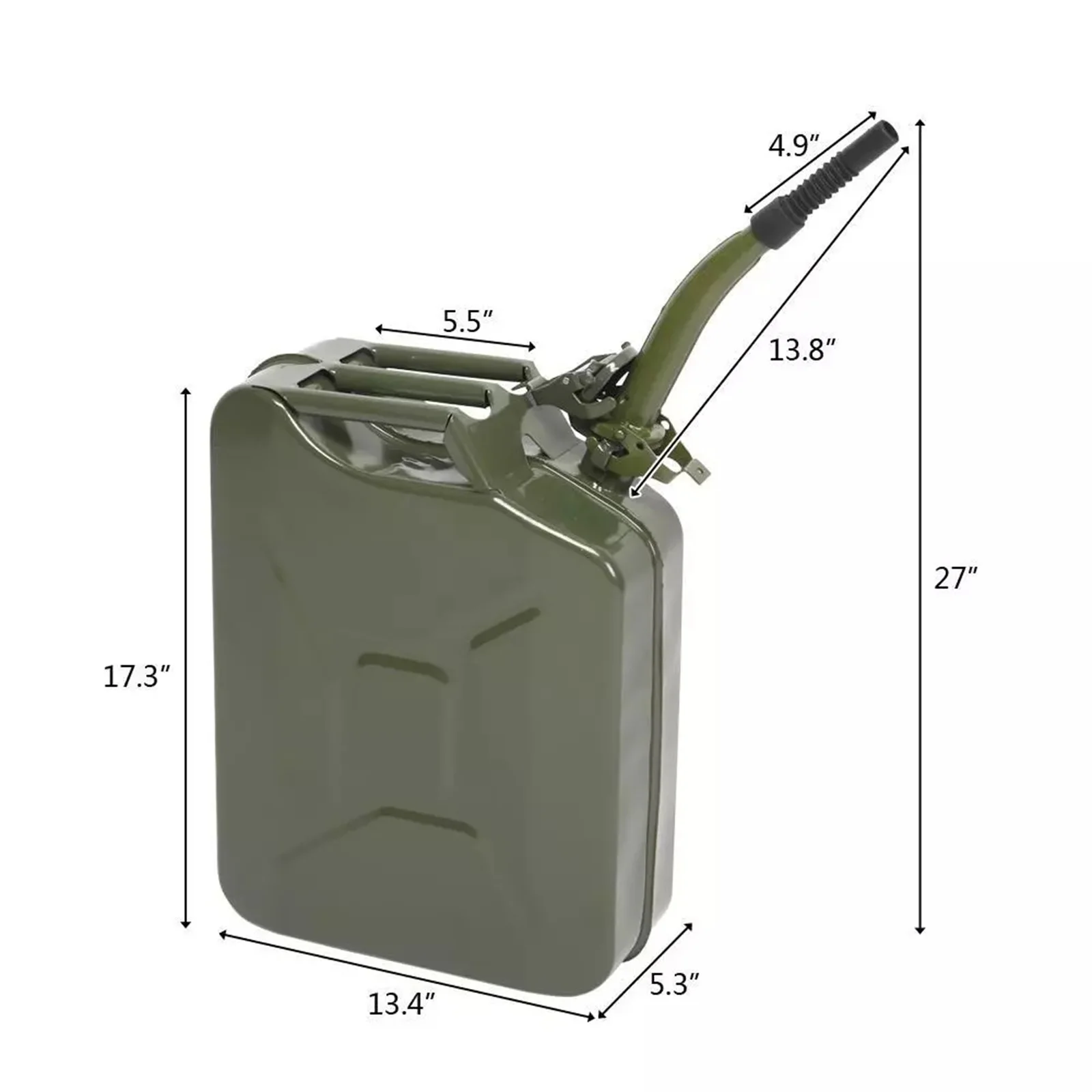 Lata de combustible 5 galones 20L Lata de combustible de gasolina Tanque de gas de metal Respaldo de emergencia Verde militar