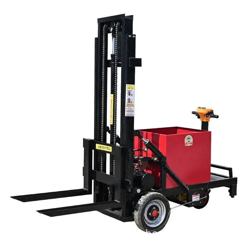 Stand up electric forklift small simple stacker hydraulic lift garage room handling loading and unloading truck