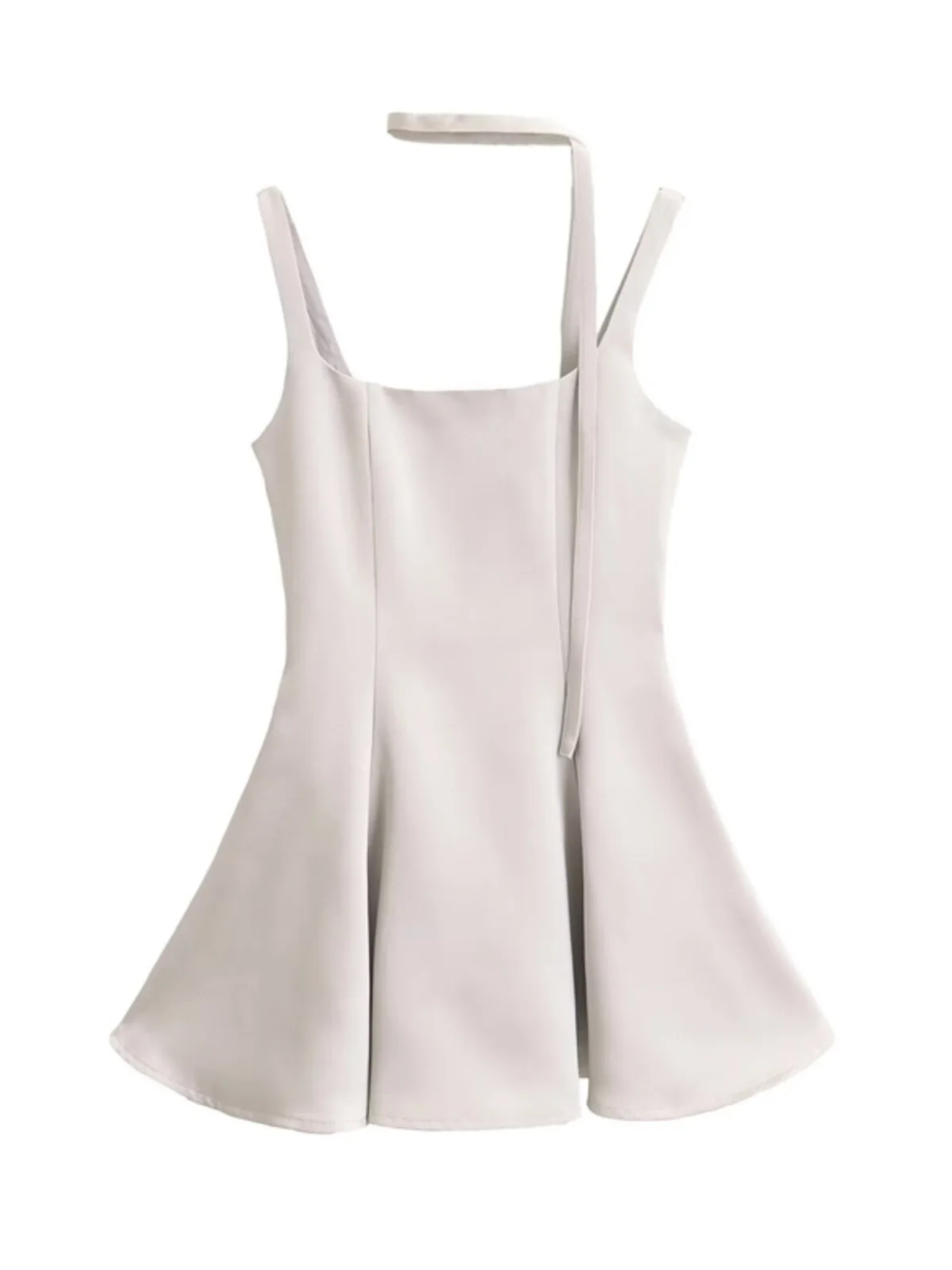 Hebe Sle Satin A-Line ter Dr Vintage Square Collar Waist-Cinching Slimming Drapey Design ort Skirt Women's Dr