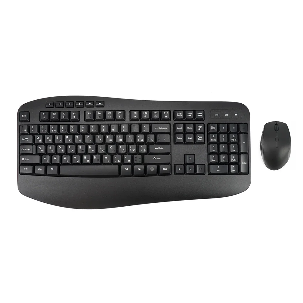 MK345 Compact Ergonomic Russian Wireless Keyboard Mouse Combo 2.4G Wireless Keyboard And Mouse Set For Pc Laptop