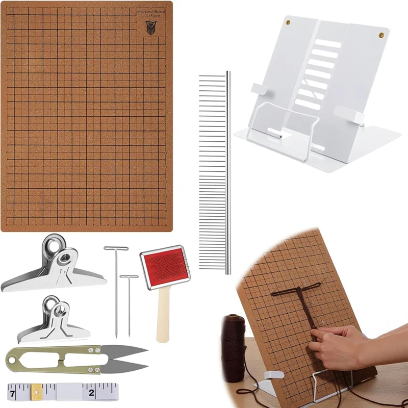 

108 шт. инструменты и принадлежности для макраме, регулируемый держатель, двусторонние сетки, ножничная линейка для создания плетения браслетов