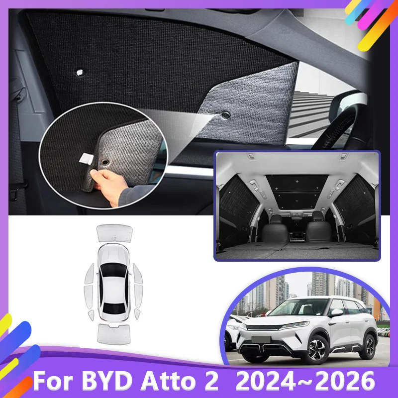 

Car Window Sunshade For BYD Atto 2 Yuan Up Pro SC3E 2024 2025 2026 Auto Full Sun Visor UV Protection Reflector Car Accessories