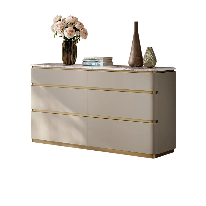 LMM light luxury six-chest cabinet bucket cabinet fashion marble senior bedroom TV cabinet