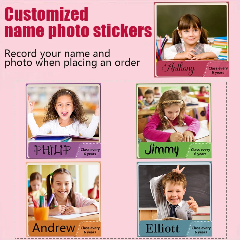 Personalized Label Stickers, Custom photo Name Stickers for Water Bottles, Cups, Children's Stationery, school Waterproof