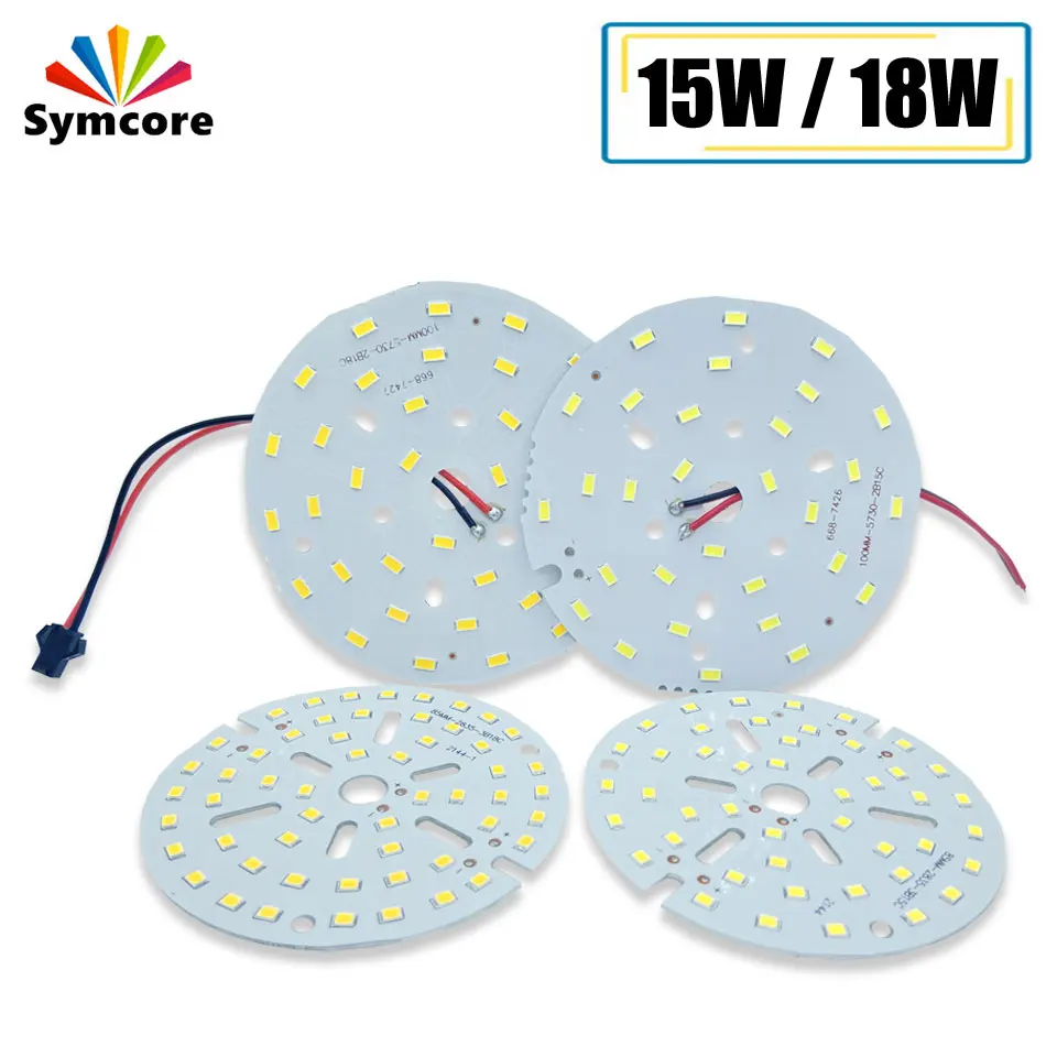 15W 18W Light Board LED Lamp Panel SMD5730/SMD2835 Ceiling PCB With LED 85mm 100mm With Plug Wire For LED Bulb LED Downlight