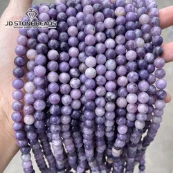 Natural China Lepidolite Stone Purple Round Beads 15