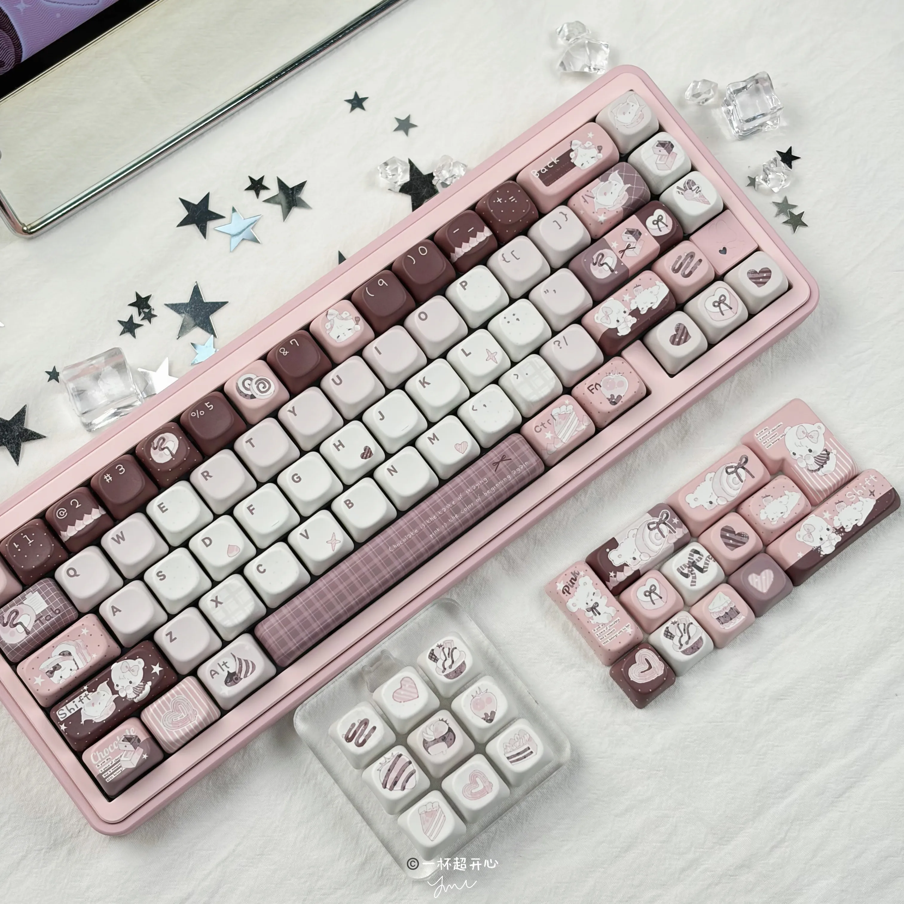 Chocolate Sweet Dream Theme Keycaps Set PBT Cherry/MOA Profile 130keys Custom Original Handmade Keycaps for Mechanical Keyboard