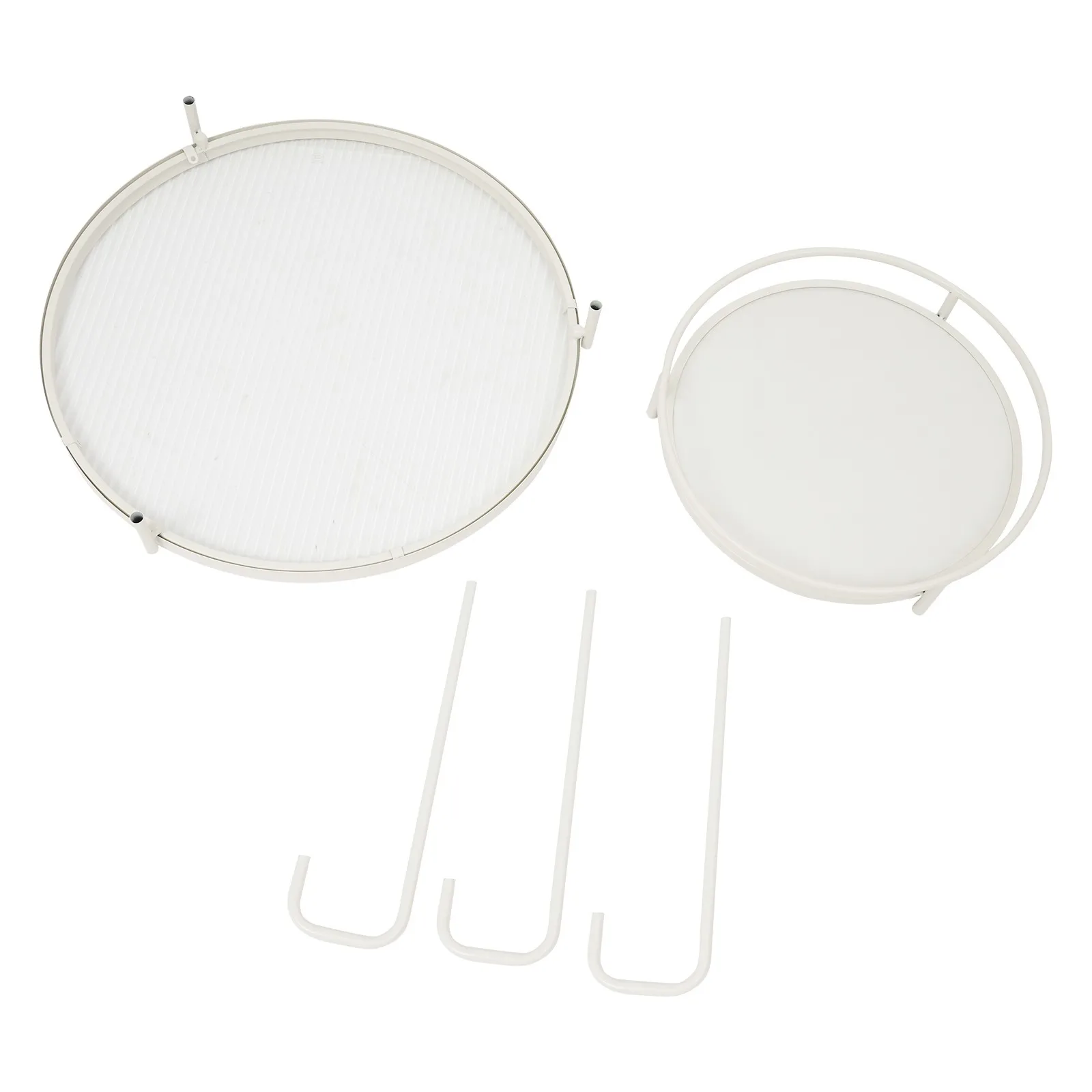 طاولات المقهى الحديثة طاولة جانبية زجاجية مستديرة من طبقتين مع إطار أبيض لأريكة غرفة المعيشة وغرفة النوم