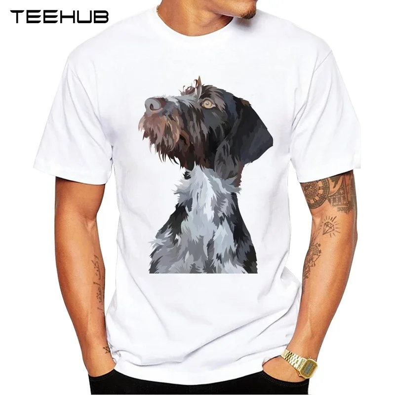 Teehub ของมาใหม่เสื้อยืดพิมพ์ลายตัวชี้แบบมีขนยาวของผู้ชายแฟชั่นสไตล์เยอรมันเสื้อยืดแขนสั้นเสื้อยืดฮิปสเตอร์