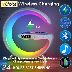 15W Multifunction 3 in1 Wireless Charger Pad Stand Speaker RGB Night Light Fast Charging Station For iPhone Samsung Xiaomi Huawe