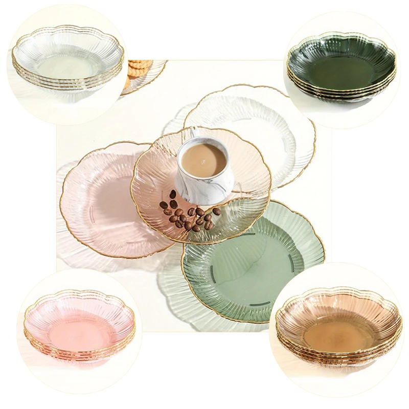 Transparent Fruit Plate Salad Plates Round Edge Stackable Snacks Platter Unbreakable Dinner Plate for Salad Dessert Storage