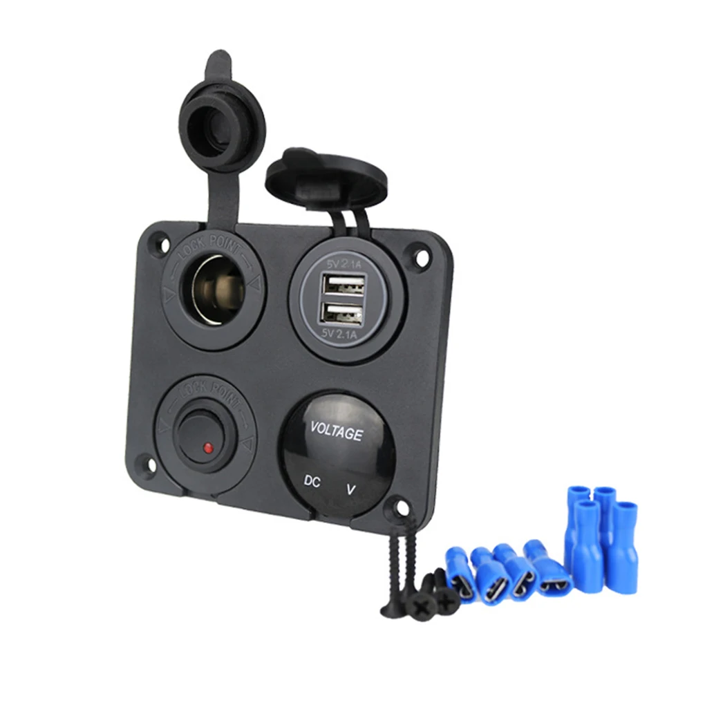 

Excellent Performance 4 Function Panel With USB Charger LED Volt Power Outlet Easy To Install Red