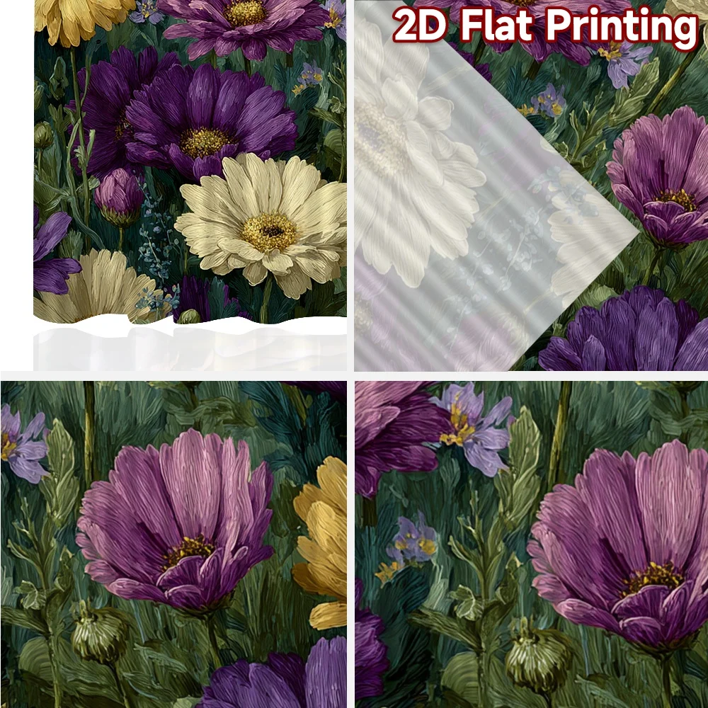 2D FLAT PRINTING 2pcs Curtains (Without Rod) Floral Spring Garden Design Chic Chic Curtains Versatile Durable Polyester Curtains